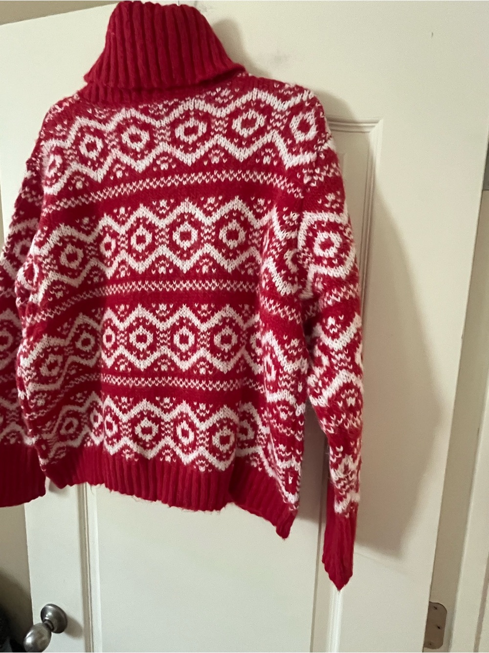 Joseph A. Designer Red & White Fair Isle Turtleneck Sweater Women’s Size 1X - Picture 12 of 14